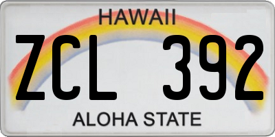 HI license plate ZCL392