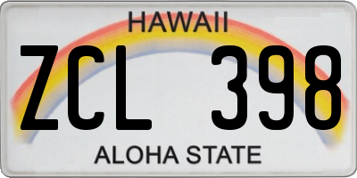HI license plate ZCL398