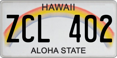 HI license plate ZCL402
