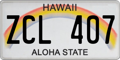 HI license plate ZCL407