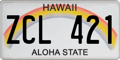 HI license plate ZCL421