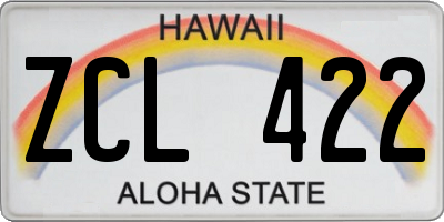 HI license plate ZCL422