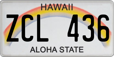 HI license plate ZCL436
