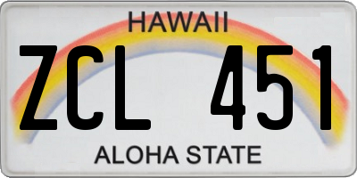 HI license plate ZCL451