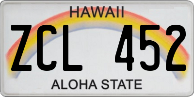 HI license plate ZCL452