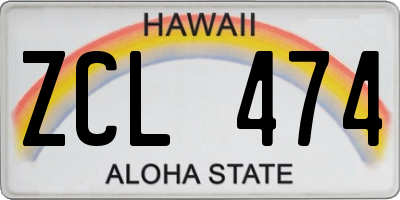 HI license plate ZCL474