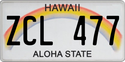 HI license plate ZCL477