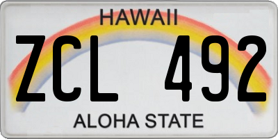HI license plate ZCL492