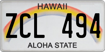 HI license plate ZCL494