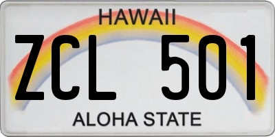 HI license plate ZCL501
