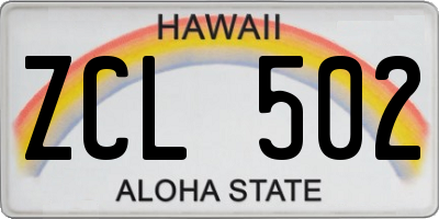 HI license plate ZCL502