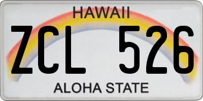 HI license plate ZCL526