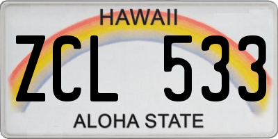 HI license plate ZCL533