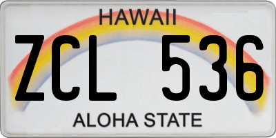 HI license plate ZCL536