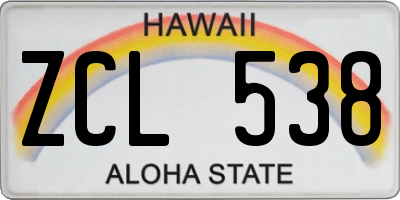 HI license plate ZCL538