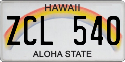 HI license plate ZCL540