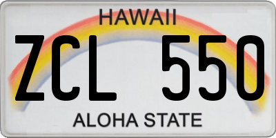 HI license plate ZCL550