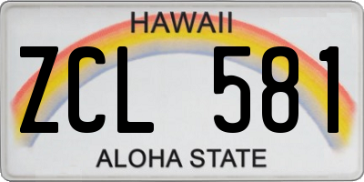 HI license plate ZCL581