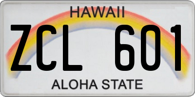 HI license plate ZCL601