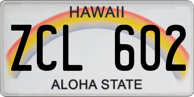 HI license plate ZCL602