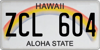 HI license plate ZCL604