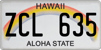 HI license plate ZCL635