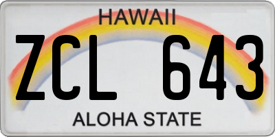 HI license plate ZCL643