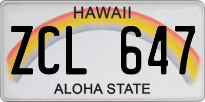 HI license plate ZCL647