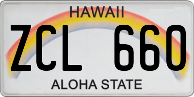 HI license plate ZCL660