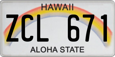 HI license plate ZCL671