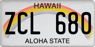 HI license plate ZCL680