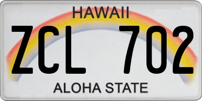 HI license plate ZCL702