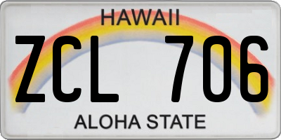 HI license plate ZCL706