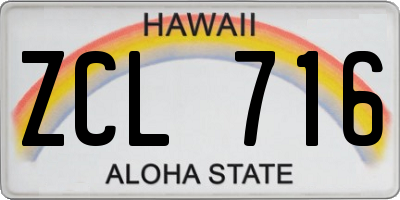 HI license plate ZCL716
