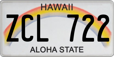 HI license plate ZCL722