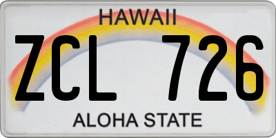 HI license plate ZCL726