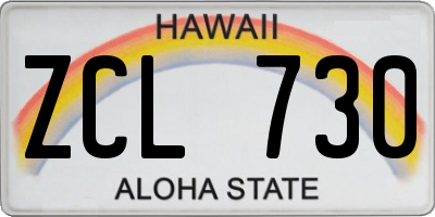 HI license plate ZCL730