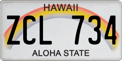 HI license plate ZCL734