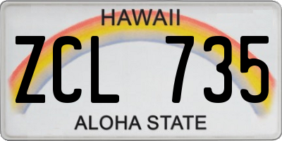 HI license plate ZCL735