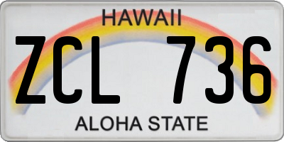 HI license plate ZCL736
