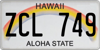 HI license plate ZCL749