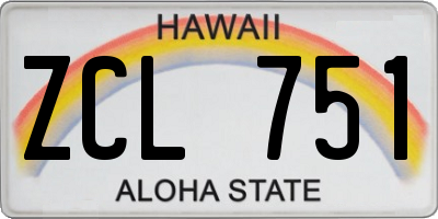 HI license plate ZCL751