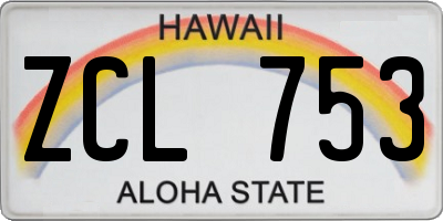 HI license plate ZCL753