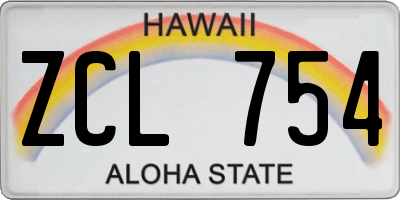 HI license plate ZCL754