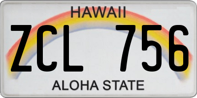 HI license plate ZCL756