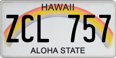 HI license plate ZCL757