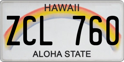 HI license plate ZCL760