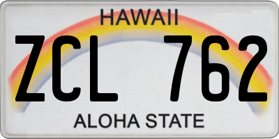 HI license plate ZCL762