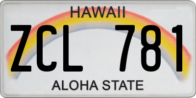 HI license plate ZCL781
