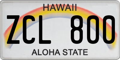 HI license plate ZCL800